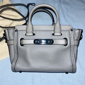 Coach Mini Swagger Satchel Pebbled Leather Gray Gunmetal Crossbody